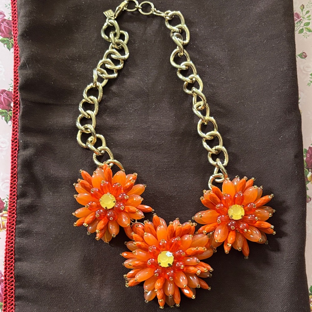 Banana Republic Orange and Yellow Floral Necklace